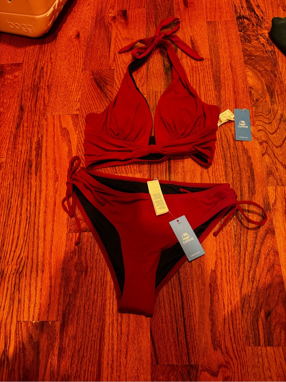CupShe NWT The Euphoric Red Tankini Set S / M/ Burgandy/Maroon Bikini Swimsuit - Picture 5 of 7